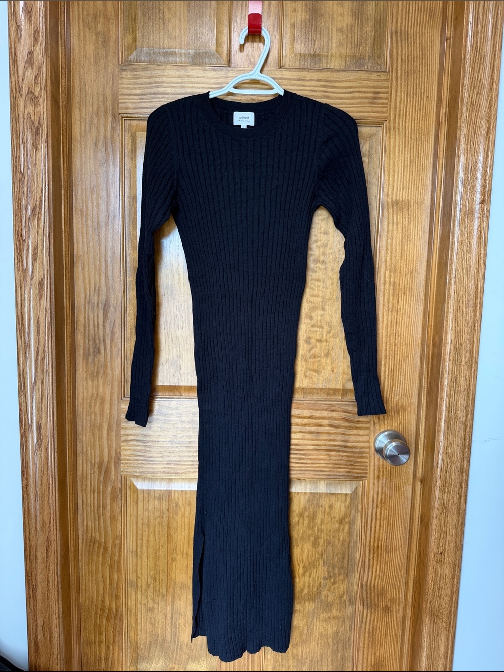 Wilfred Aritzia Black Ribbed Maxi Dress Size L